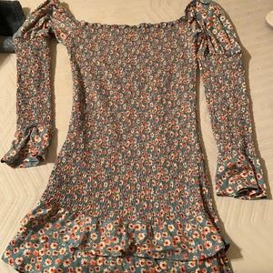 Aqua blue off shoulder long sleeve